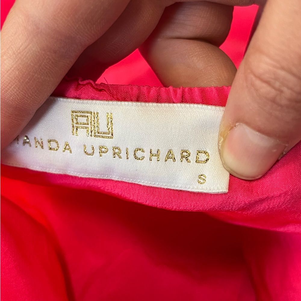 Amanda Uprichard | Hot Pink 100% Silk Ruffle Halter Mini Dress S - Picture 7 of 9